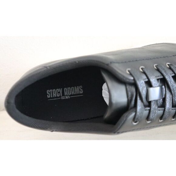 Stacy Adams 25294-001 Men's Sz 13M Black Leather Hawkins Cap Toe Sneakers - Picture 6 of 11